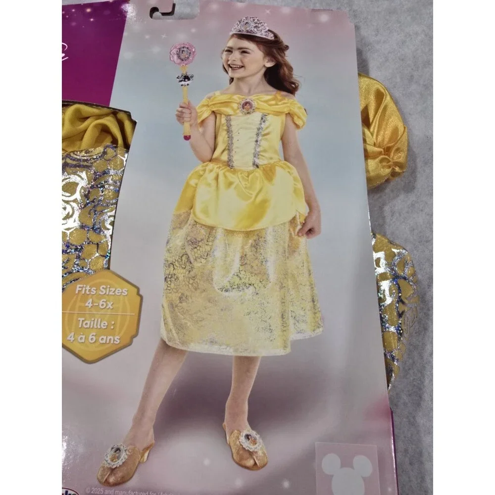 NEW! Disney Princess Belle Costume Dress 4-6x Girls Beauty And The Beast
